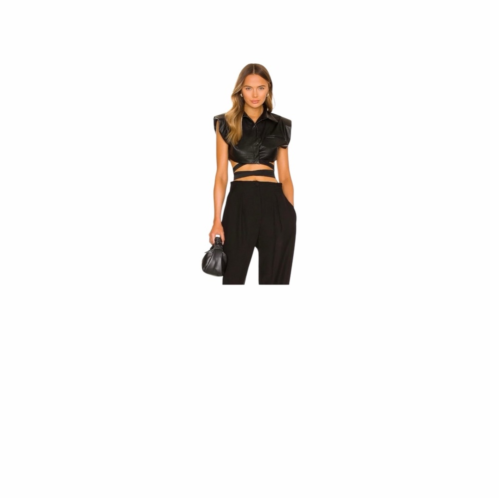 NONchalant Black Faux Leather Crop Top - Picture 5 of 6